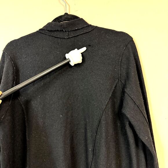 Cynthia Rowley Merino Wool Cardigan Women's Large Black Sweater Open Front - Picture 4 of 8